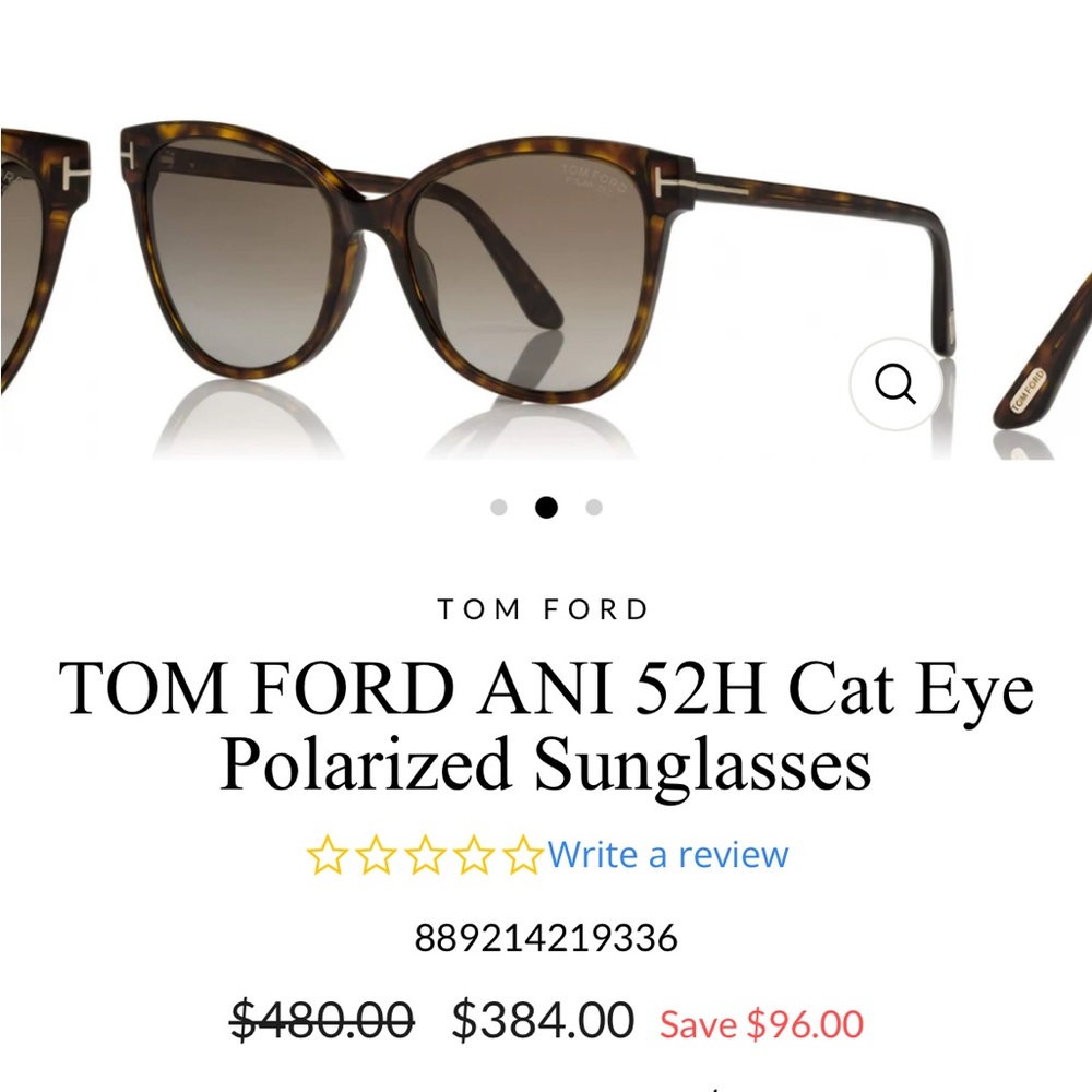 TOM FORD ANI 52H Cat Eye Polarized Sunglasses